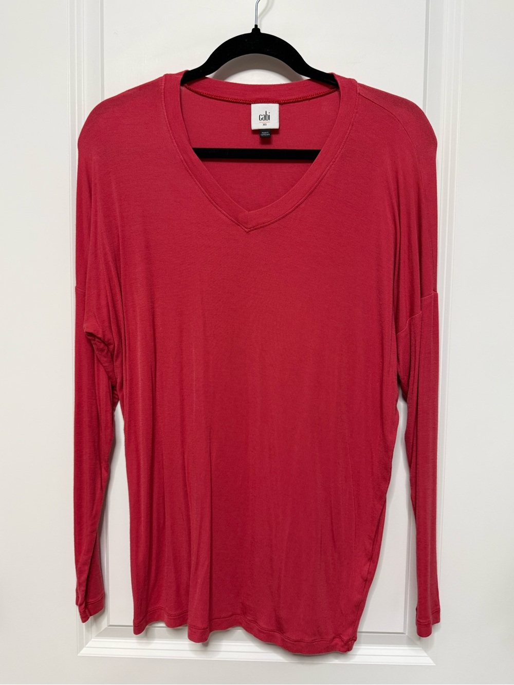 CAbi Pink Long Sleeve V-Neck Top